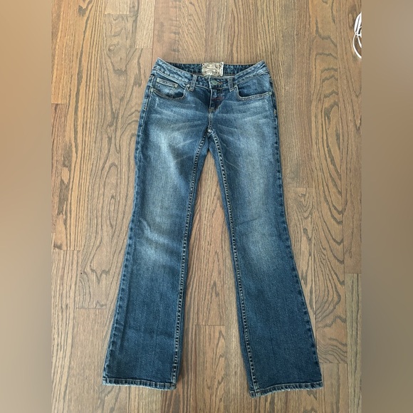 American Rag Cie Jeans Women Curvy Fit Bootcut Leg Medium Wash Y2K Denim Sz 1S - Picture 1 of 9